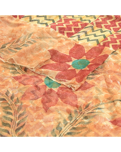 Sanskriti Vintage Brown Blend Georgette Sarees Printed Craft Sari 5 Yard Fabric, PRG-2037-Brown-Printed Floral Design-Blend Georgette-7