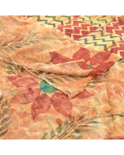 Sanskriti Vintage Brown Blend Georgette Sarees Printed Craft Sari 5 Yard Fabric, PRG-2037-Brown-Printed Floral Design-Blend Georgette-9