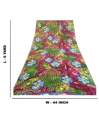 Sanskriti Vintage Sarees Purple Georgette Digital Printed Sari 5Yd Craft Fabric, PRG-24-Purple-Digital Printed Work-Poly Georgette-3