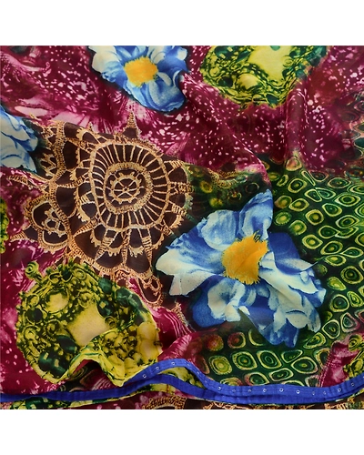 Sanskriti Vintage Sarees Purple Georgette Digital Printed Sari 5Yd Craft Fabric, PRG-24-Purple-Digital Printed Work-Poly Georgette-6