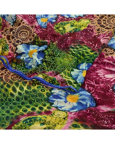 Sanskriti Vintage Sarees Purple Georgette Digital Printed Sari 5Yd Craft Fabric, PRG-24-Purple-Digital Printed Work-Poly Georgette-7