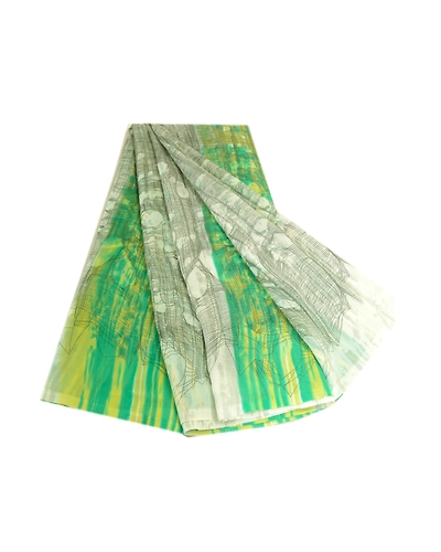 Sanskriti Vintage Green From India Sarees Printed Georgette Sari Craft Fabric, PRG-2417-Green-Printed Abstract Design-Poly Georgette-2