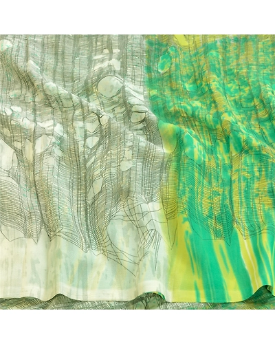 Sanskriti Vintage Green From India Sarees Printed Georgette Sari Craft Fabric, PRG-2417-Green-Printed Abstract Design-Poly Georgette-6