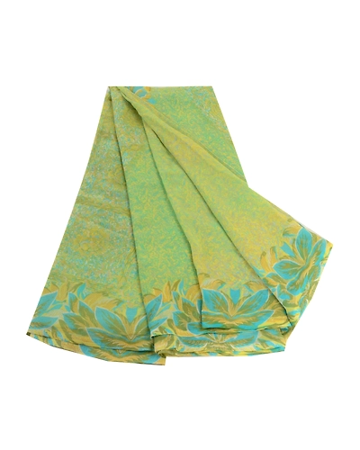 Sanskriti Vintage Green Indian Sarees Printed Georgette Sari 5Yd Craft Fabric, PRG-2754-Green-Printed Floral Design-Poly Georgette-2