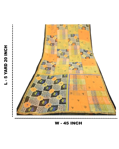 Sanskriti Vintage Indian Multi Sari Printed Georgette Sarees Floral Craft Fabric, PRG-2782-Multi-Printed Floral Design-Poly Georgette-3
