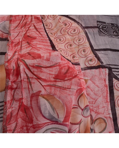 Sanskriti Vintage Sarees Dusty Pink Pure Georgette Silk Print Sari Craft Fabric, PRG-2832-Dusty Pink-Printed Floral Design-Pure Georgette Silk-4