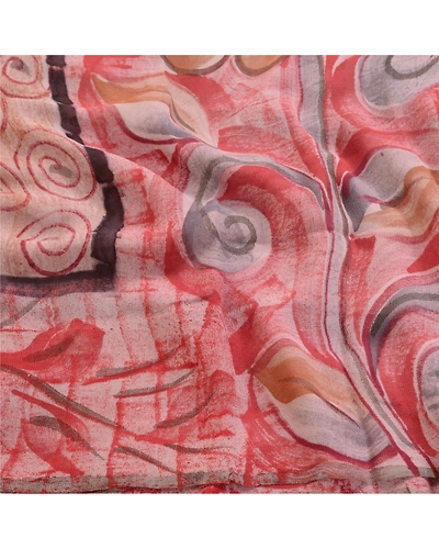 Sanskriti Vintage Sarees Dusty Pink Pure Georgette Silk Print Sari Craft Fabric, PRG-2832-Dusty Pink-Printed Floral Design-Pure Georgette Silk-6