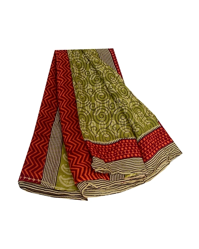 Sanskriti Vintage Green Sarees Pure Georgette Silk Printed Sari 5Yd Craft Fabric, PRG-2916-Green-Printed Floral Design-Pure Georgette Silk-2