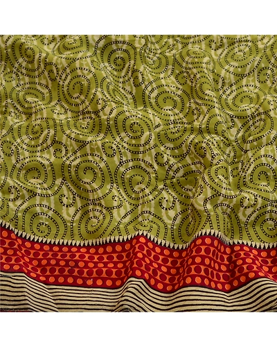 Sanskriti Vintage Green Sarees Pure Georgette Silk Printed Sari 5Yd Craft Fabric, PRG-2916-Green-Printed Floral Design-Pure Georgette Silk-6