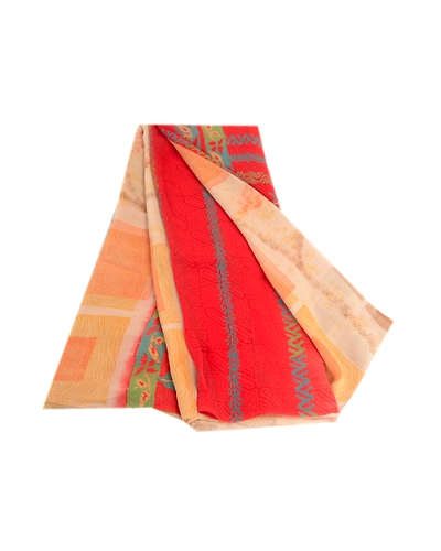 Sanskriti Vintage Cream Sarees Pure Georgette Silk Printed Sari Craft 5Yd Fabric, PRG-2961-Cream-Printed Floral Design-Pure Georgette Silk-2