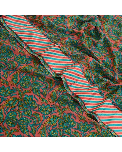Sanskriti Vintage Green Indian Sarees Printed Georgette Sari 5Yd Craft Fabric, PRG-3010-Pink-Printed Floral Design-Poly Georgette-1