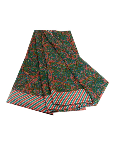 Sanskriti Vintage Green Indian Sarees Printed Georgette Sari 5Yd Craft Fabric, PRG-3010-Pink-Printed Floral Design-Poly Georgette-2