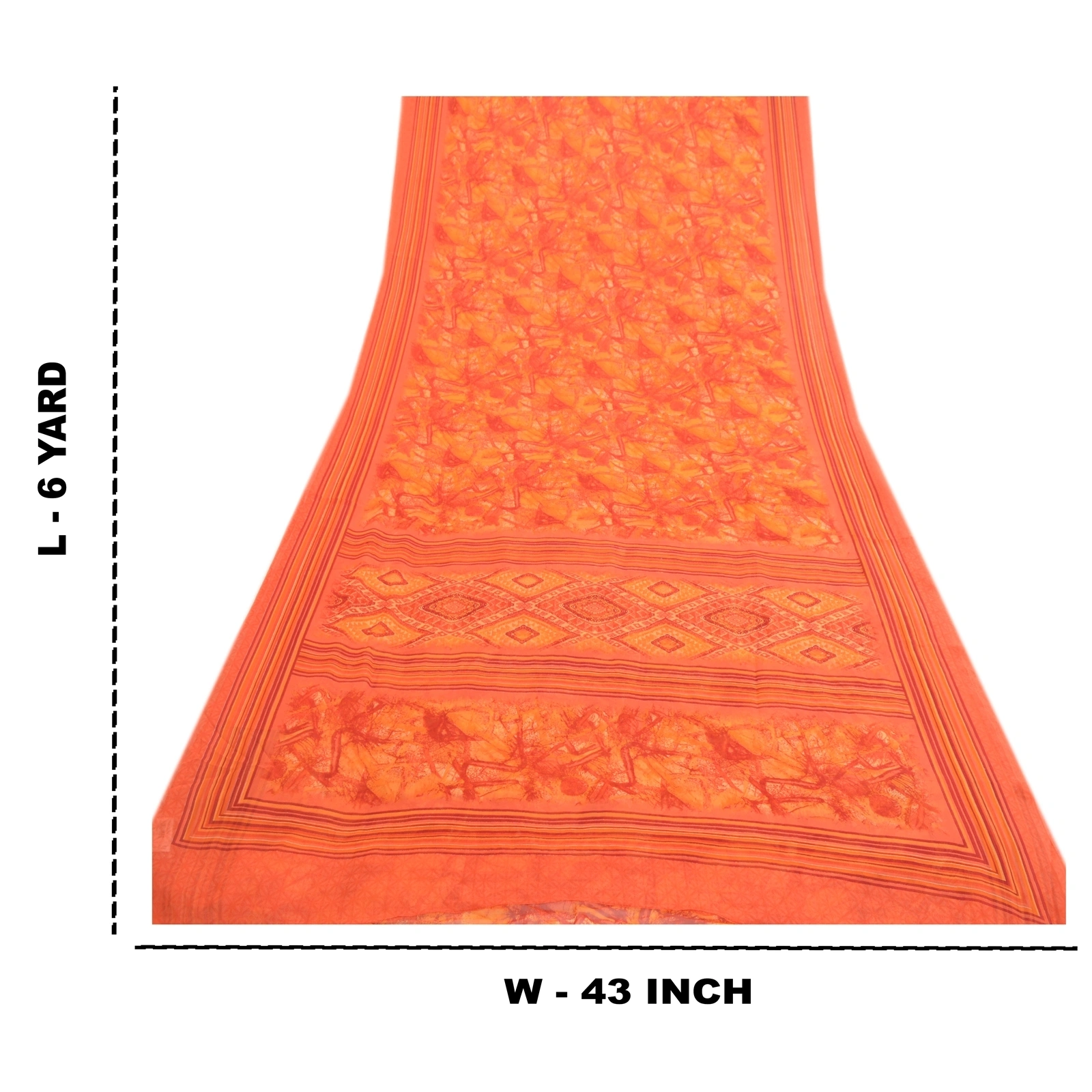 Sanskriti Vintage Orange Indian Sarees Georgette Printed Sari Craft 5Yard Fabric, PRG-3024-Orange-Printed Floral Design-Poly Georgette-3