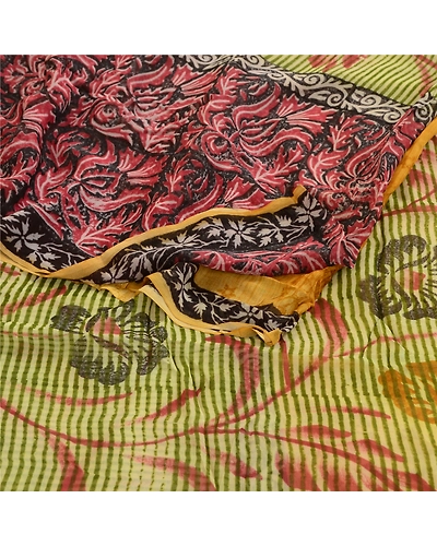 Sanskriti Vintage Indian Sari Multi Blend Georgette Printed Sarees Craft Fabric, PRG-3240-Multi-Printed Floral Design-Blend Georgette-9