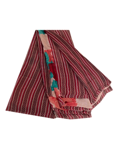 Sanskriti Vintage Purple Sarees Pure Georgette Silk Printed Sari Craft Fabric, PRG-3406-Purple-Printed Floral Design-Pure Georgette Silk-2