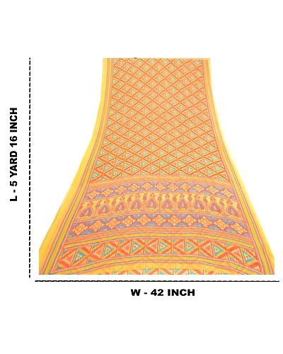 Sanskriti Vintage Red Indian Sarees Printed Georgette Indian Sari Craft Fabric, PRG-3479-Red-Printed Floral Design-Poly Georgette-3