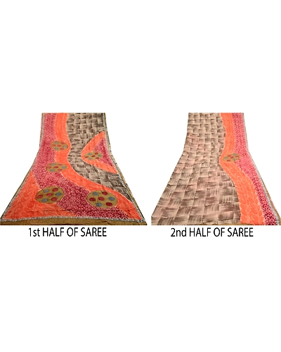Sanskriti Vintage Indian Sari Multi Pure Georgette Silk Print Sarees Soft Fabric, PRG-3574-Multi-Printed Floral Design-Pure Georgette Silk-5
