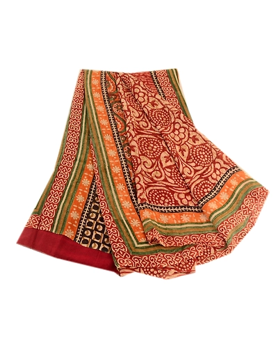 Sanskriti Vintage Indian Sarees Pure Georgette Silk Printed Sari Craft Fabric, PRG-3577-Multi-Printed Floral Design-Pure Georgette Silk-2