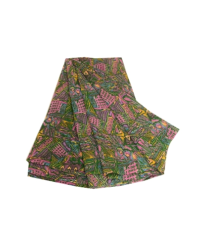 Sanskriti Vintage Green Indian Sarees Georgette Printed 5Yard Sari Craft Fabric, PRG-3751-Green-Printed Work-Poly Georgette-2