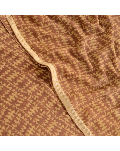 Sanskriti Vintage Brown From India Sarees Georgette Printed Sari Craft Fabric, PRG-3963-Brown-Printed Abstract Design-Poly Georgette-1