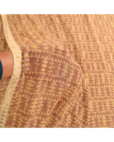 Sanskriti Vintage Brown From India Sarees Georgette Printed Sari Craft Fabric, PRG-3963-Brown-Printed Abstract Design-Poly Georgette-4