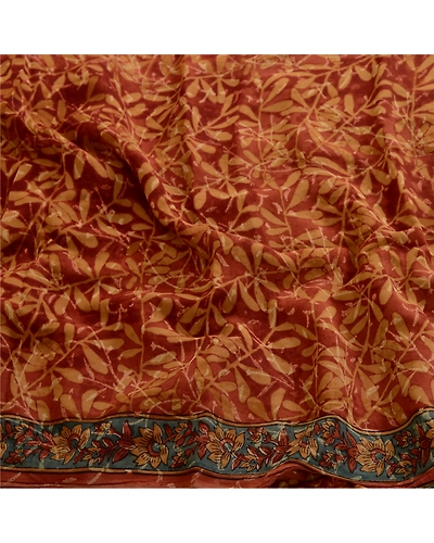 Sanskriti Vintage Sarees Brown Pure Georgette Silk Printed Sari 5Yd Craft Fabric, PRG-4158-Brown-Printed Floral Design-Pure Georgette Silk-6
