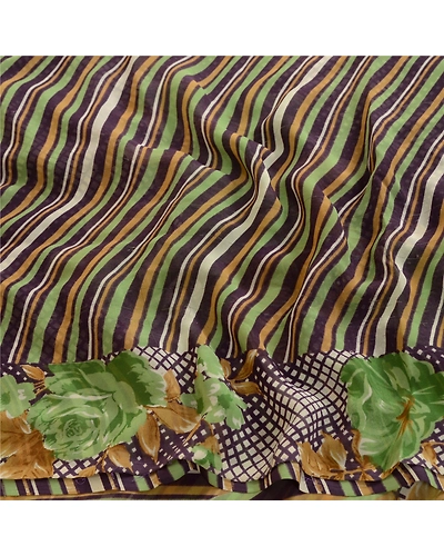 Sanskriti Vintage Purple Indian Sari Printed Georgette Sarees Soft Craft Fabric, PRG-4301-Purple-Printed Floral Design-Poly Georgette-6
