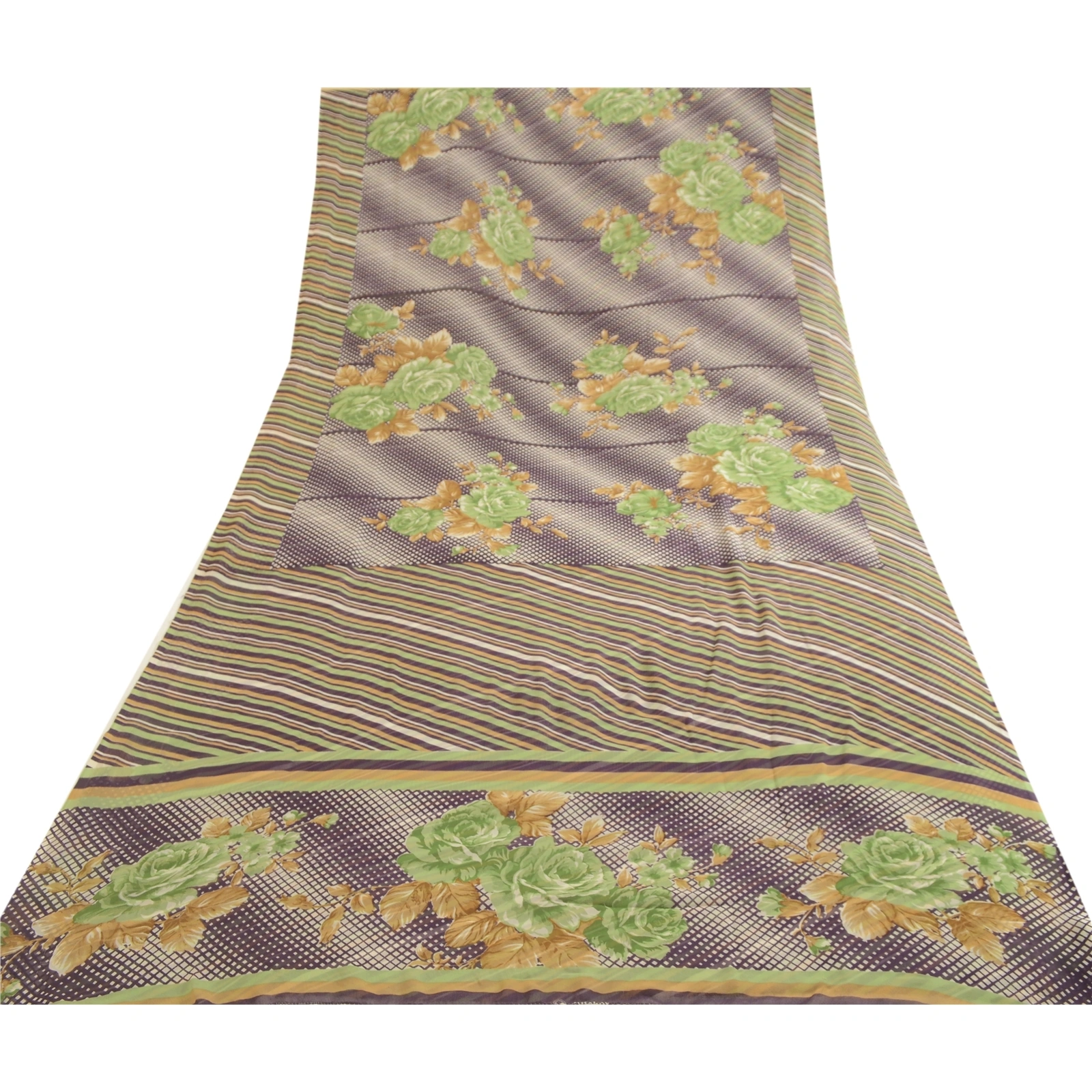 Sanskriti Vintage Purple Indian Sari Printed Georgette Sarees Soft Craft Fabric, PRG-4301-Purple-Printed Floral Design-Poly Georgette-8