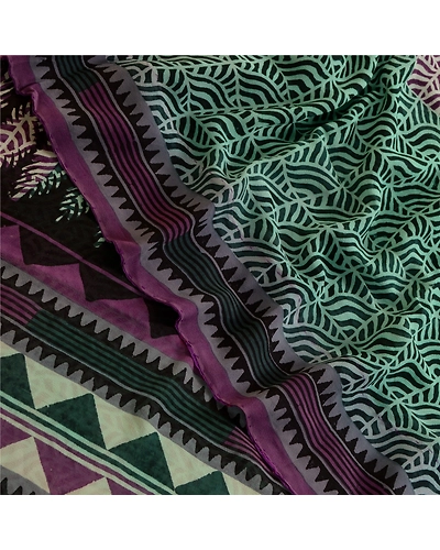 Sanskriti Vintage Purple Sarees Pure Georgette Silk Printed Sari Craft Fabric, PRG-4321-Purple-Printed Floral Design-Pure Georgette Silk-1