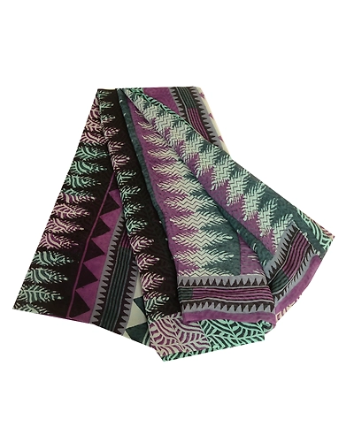 Sanskriti Vintage Purple Sarees Pure Georgette Silk Printed Sari Craft Fabric, PRG-4321-Purple-Printed Floral Design-Pure Georgette Silk-2