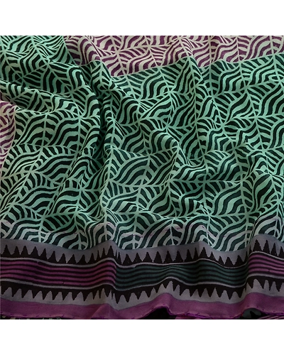 Sanskriti Vintage Purple Sarees Pure Georgette Silk Printed Sari Craft Fabric, PRG-4321-Purple-Printed Floral Design-Pure Georgette Silk-7