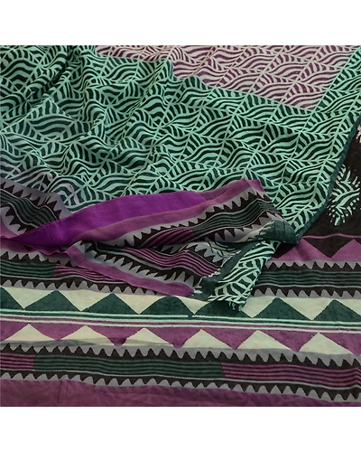Sanskriti Vintage Purple Sarees Pure Georgette Silk Printed Sari Craft Fabric, PRG-4321-Purple-Printed Floral Design-Pure Georgette Silk-10