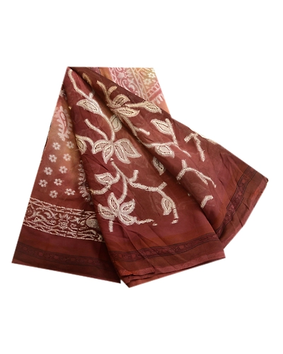 Sanskriti Vintage Sarees Brown 100% Pure Georgette Silk Woven Sari Craft Fabric, PRG-4490-Multi-Printed Paisley Design-Pure Georgette Silk-2