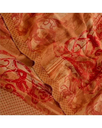 Sanskriti Vintage Brown Sarees Pure Georgette Silk Printed Sari 5Yd Craft Fabric, PRG-4541-Brown-Printed Floral Design-Pure Georgette Silk-1