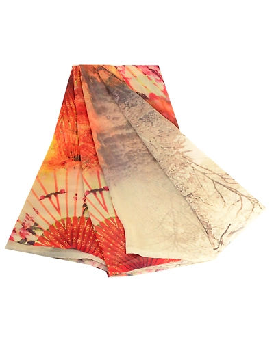 Sanskriti Vintage Sarees Orange Digital Printed Georgette Sari Soft Craft Fabric, PRG-4731-Orange-Digital Printed Floral Design-Poly Georgette-2