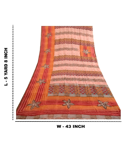Sanskriti Vintage Sarees Multi Pure Georgette Silk Printed Sari Sewing Fabric, PRG-4787-Multi-Printed Floral Design-Pure Georgette Silk-3