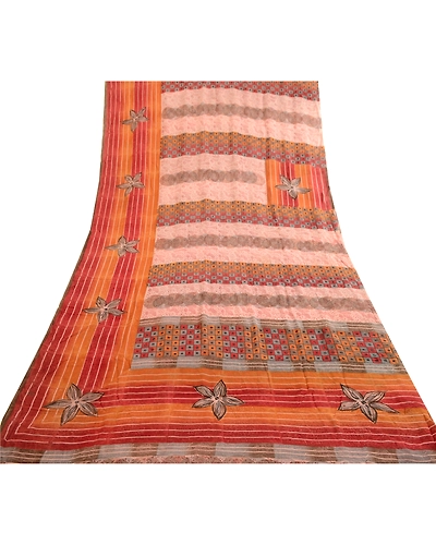 Sanskriti Vintage Sarees Multi Pure Georgette Silk Printed Sari Sewing Fabric, PRG-4787-Multi-Printed Floral Design-Pure Georgette Silk-8