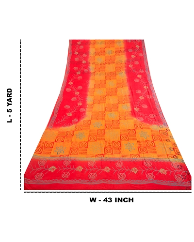 Sanskriti Vintage Yellow Sarees Pure Georgette Silk Printed Sari Craft Fabric, PRG-4969-Yellow-Printed Floral Design-Pure Georgette Silk-4