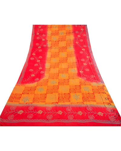 Sanskriti Vintage Yellow Sarees Pure Georgette Silk Printed Sari Craft Fabric, PRG-4969-Yellow-Printed Floral Design-Pure Georgette Silk-9