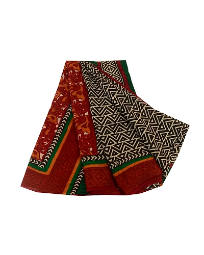 Sanskriti Vintage Black Indian Sari Printed Blend Georgette Sarees Craft Fabric, PRG-5000-Black-Printed Work-Blend Georgette-2