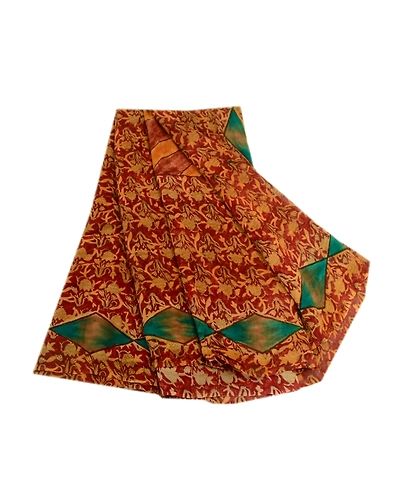 Sanskriti Vintage Pure Georgette Silk Sarees Red Printed Sari 5Yd Craft Fabric, PRG-507-Red-Printed Work With Floral Design-Pure Georgette Silk-2