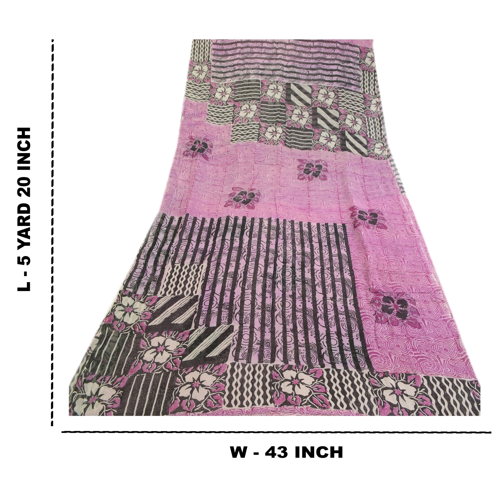 Sanskriti Vintage Sarees Purple Pure Georgette Silk Printed Sari Craft Fabric, PRG-516-Purple-Printed Floral Design-Pure Georgette Silk-3