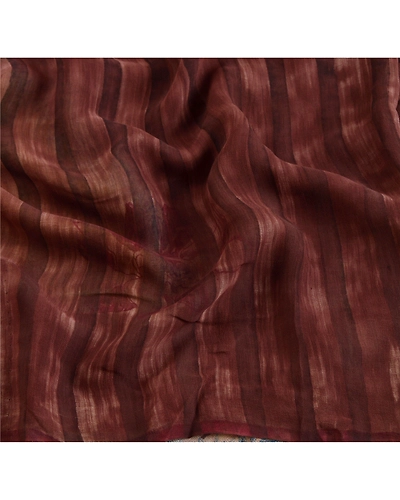 Sanskriti Vintage Sarees Pure Georgette Silk Printed Sari 5 Yd Craft Soft Fabric, PRG-5169-Brown-Printed Floral Design-Pure Georgette Silk-4