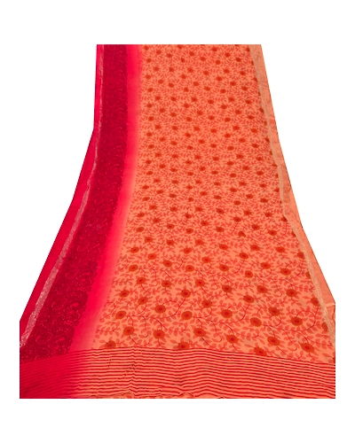 Sanskriti Vintage Peach Sarees Blend Georgette Printed Sari 5 Yd Craft Fabric, PRG-5362-Peach-Printed Floral Design-Blend Georgette-7