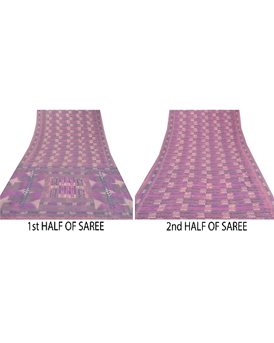 Sanskriti Vintage Purple Sarees Georgette Printed Sari 5 Yard Craft Soft Fabric, PRG-5387-Purple-Printed Floral Design-Georgette-3