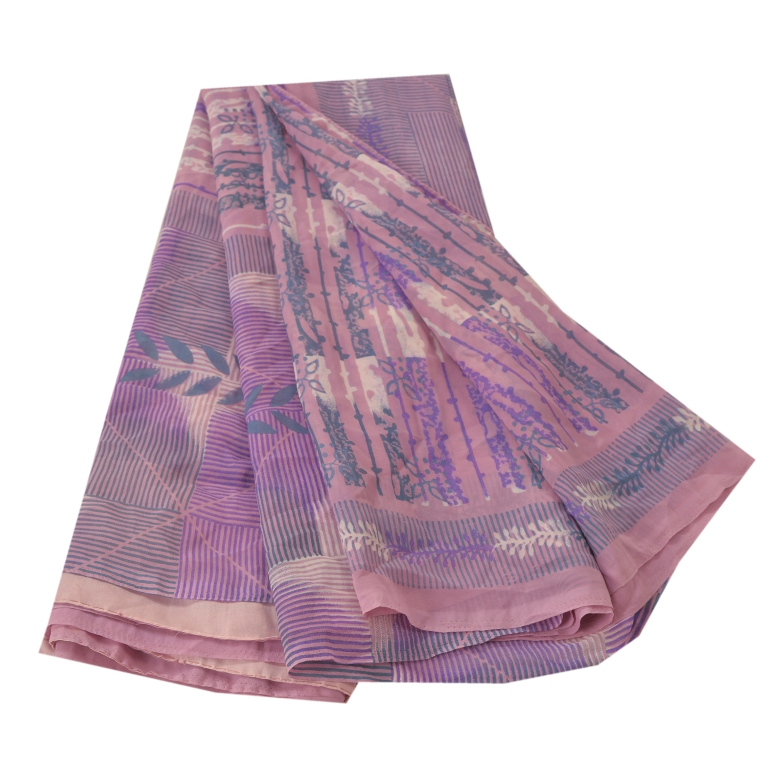 Sanskriti Vintage Purple Sarees Georgette Printed Sari 5 Yard Craft Soft Fabric, PRG-5387-Purple-Printed Floral Design-Georgette-6