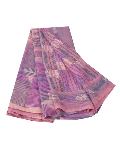 Sanskriti Vintage Purple Sarees Georgette Printed Sari 5 Yard Craft Soft Fabric, PRG-5387-Purple-Printed Floral Design-Georgette-6