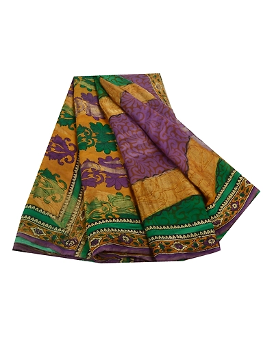 Sanskriti Vintage Sarees Pure Georgette Silk Printed Zari Work Sari Craft Fabric, PRG-5636-Multi-Printed Floral Design-Pure Georgette Silk-6