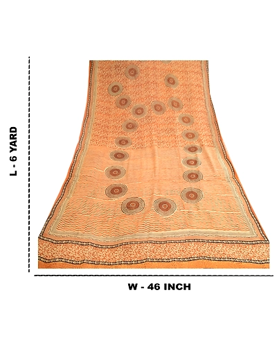 Sanskriti Vintage Brown Sarees Pure Georgette Silk Printed Sari 5Yd Craft Fabric, PRG-10446-Brown-Printed Floral Design-Pure Georgette Silk-3