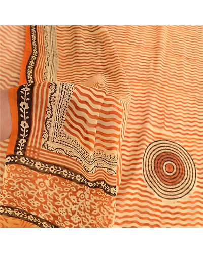 Sanskriti Vintage Brown Sarees Pure Georgette Silk Printed Sari 5Yd Craft Fabric, PRG-10446-Brown-Printed Floral Design-Pure Georgette Silk-4